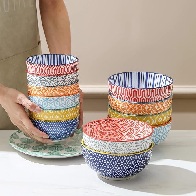 Selamica Ceramic Cereal Bowls Set of 6, 24 Oz Deep Soup Bowls - Image 7