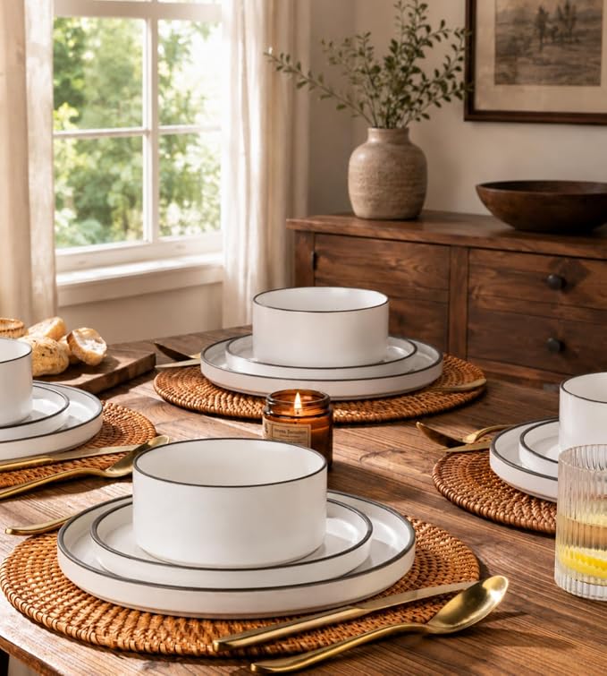 LERATIO Ceramic Dinner Plates Set of 6, 10.25 inch Large ceramic plates | - Image 6