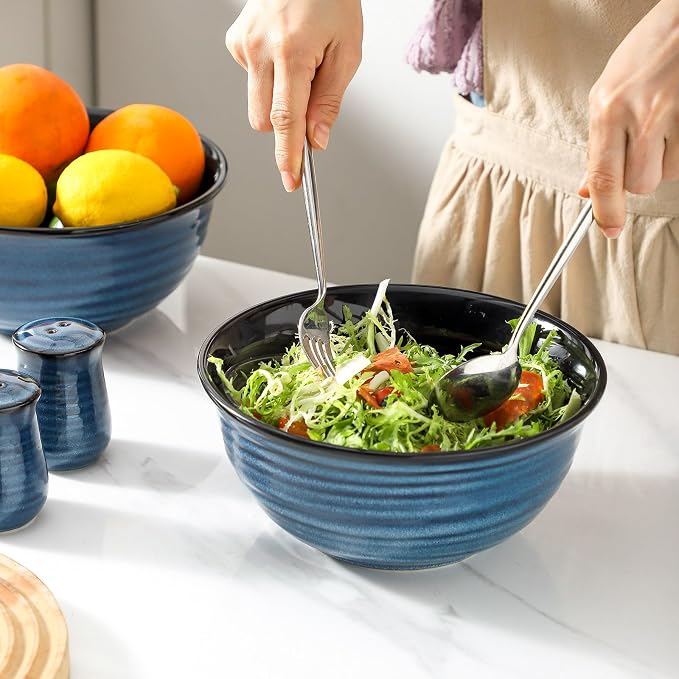 Serving Bowls, 60oz Ceramic Mixing Bowls Set of 2 - Image 4
