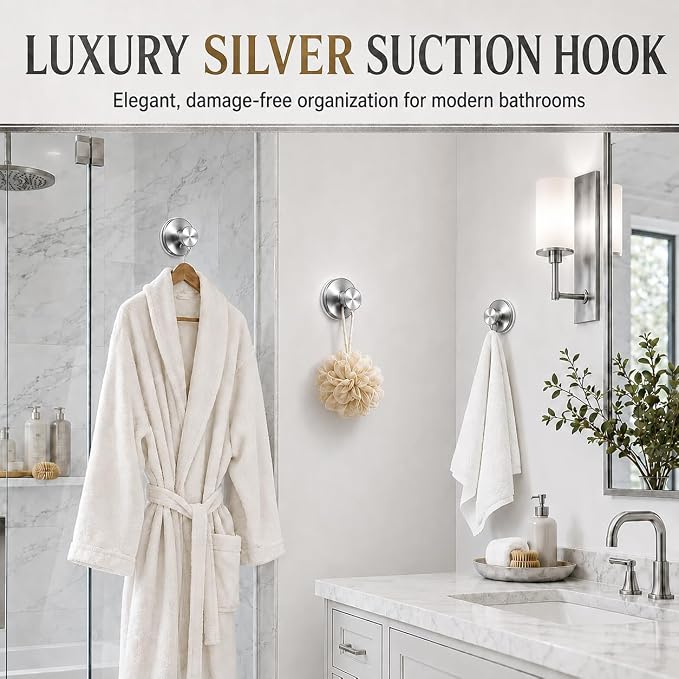 Suction Cup Hooks for Shower, Shower Hooks for Inside Shower, No Drill Bathroom - Image 2