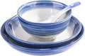 4-Piece Blue Ceramic Dinnerware Set, Japanese Hand-painted Porcelain Tableware by Whitenesser