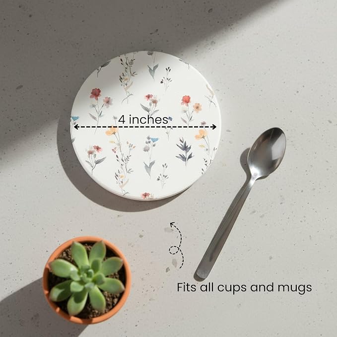 Ceramic Marble Coasters Set of 6, Absorbent Drink Coasters - Image 3