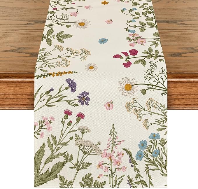 Artoid Mode Flowers Spring Table Runner, Seasonal Kitchen Dining Table by ArtoidMode