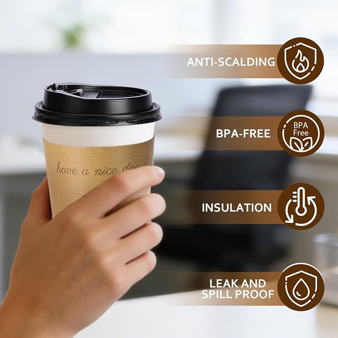 BYSNOW 100 pack 10 oz Disposable Coffee Cups - Image 4