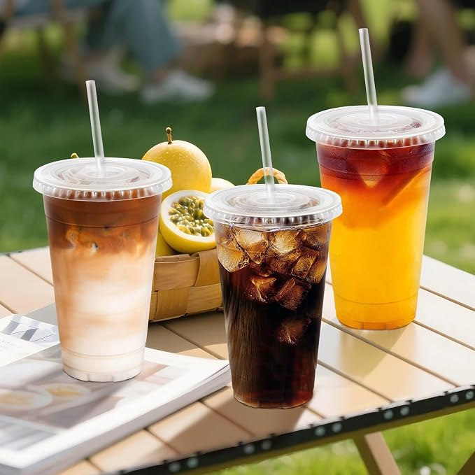 Clawsoff 50 Pack 20 oz Disposable Clear Plastic Cups - Image 7