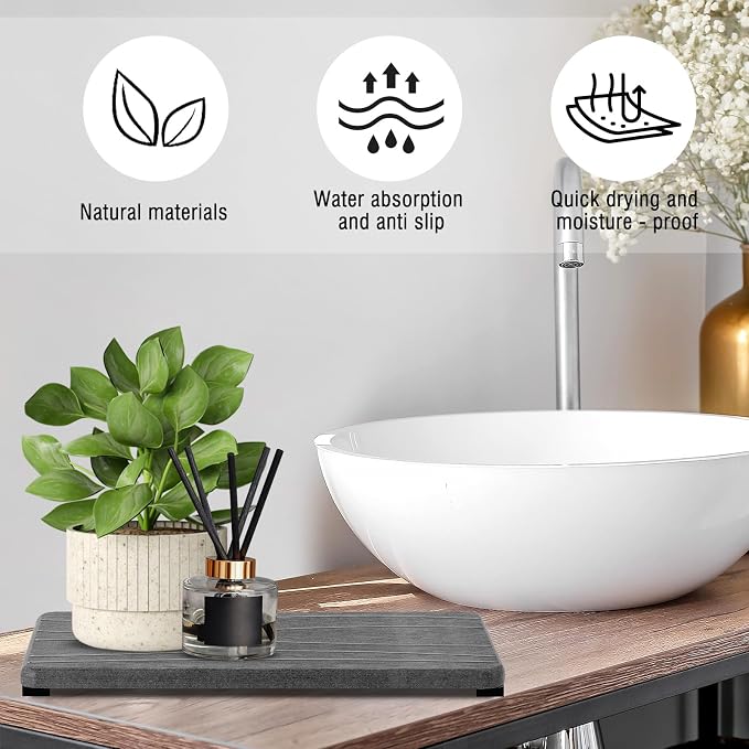 3PCS Water Absorbing Stone Tray, Fast Drying Stone Sink Tray, Stones Soap Trays - Image 4