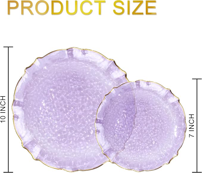 bUCLA 40PCS Clear Purple and Gold Plastic Plates - Image 2