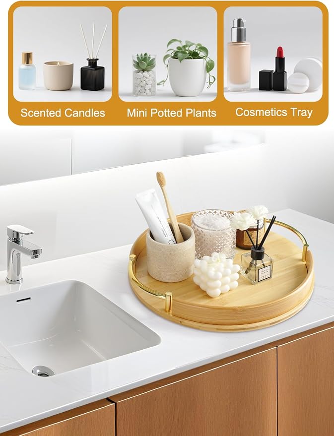 JUPELI 14″ Round Bamboo Serving Tray - Image 7
