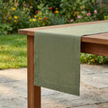 Solino Home 100% Pure Linen Table Runner Oil Green Long, Fete 14 x 108 in | by SolinoHome