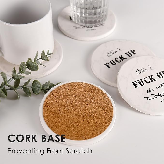 Funny Drink Coasters Ceramic Absorbent Coasters, Don't up The Table Coaster - Image 2