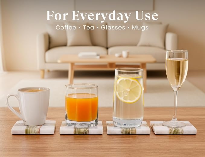 Marble Coasters Set of 4, Decorative Checkered Cup Coaster - Image 6