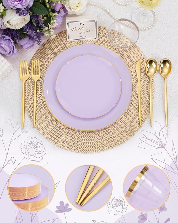bUCLA 150PCS Purple Plastic Plates - Image 4