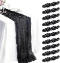 10 Pack Black Cheesecloth Table Runner 21 x 120 Inch Boho Gauze Sheer Table by Unknown