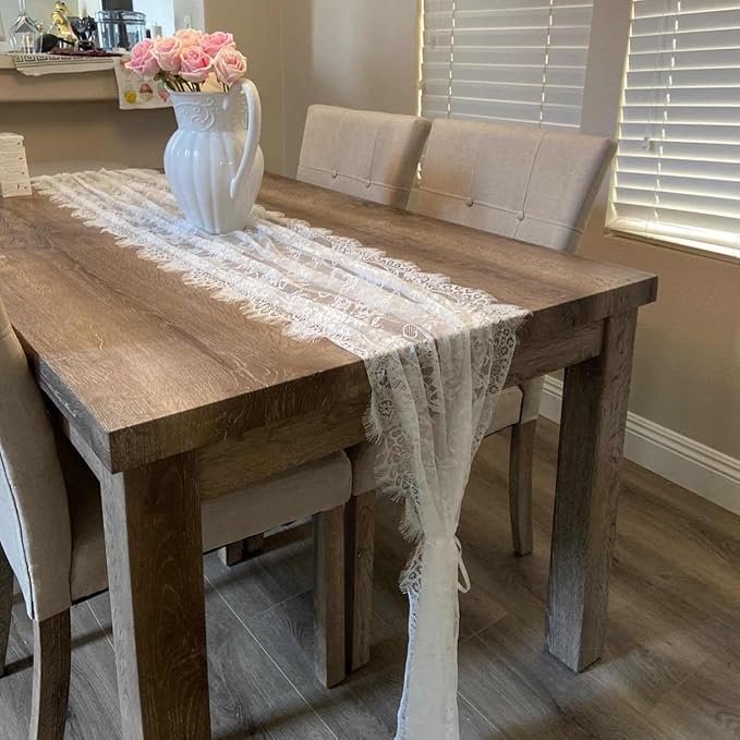 5 Pcs White Lace Table Runner 30 x 120 Inch Vintage Rustic Table Runner - Image 5