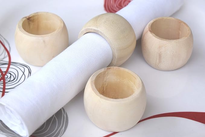 Lightnpro Wooden Napkin Ring, Napkin Rings Set of 12, Ring Napkin, Handmade - Image 6