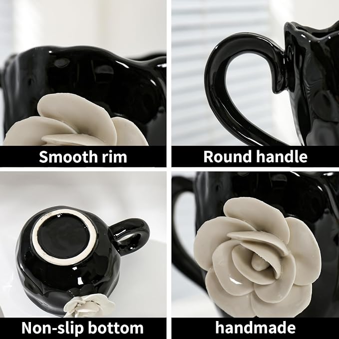 Ceramic Cute Coffee Cups, Handmade Flower Tea Mugs, Gifts - Image 4