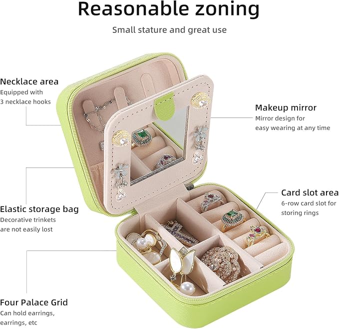 KElofoN Travel jewelry case Travel jewelry box Travel Jewelry Organizer Small - Image 4