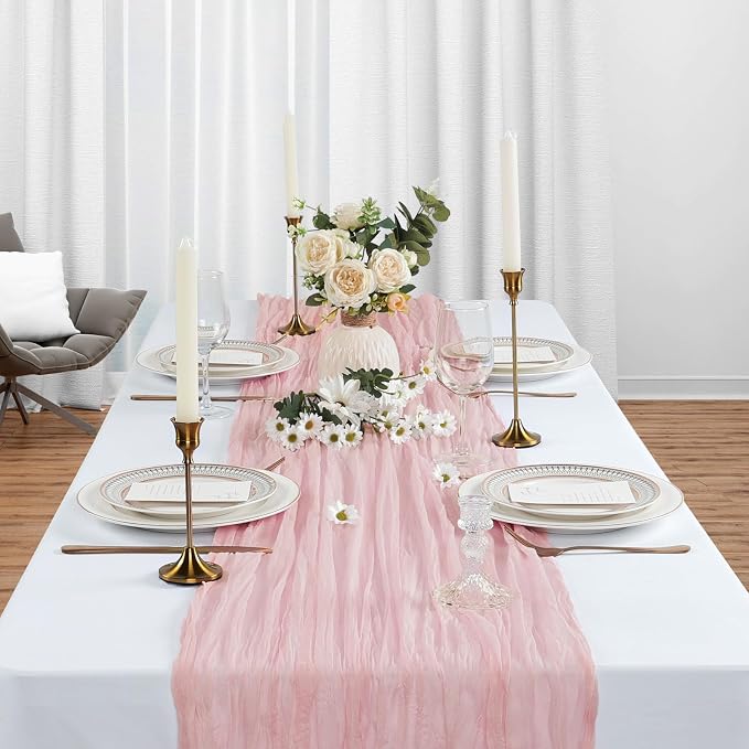 6 Pack Dusty Pink Table Runner Cheesecloth 10Ft Gauze Cheese Cloth Table Runner - Image 3