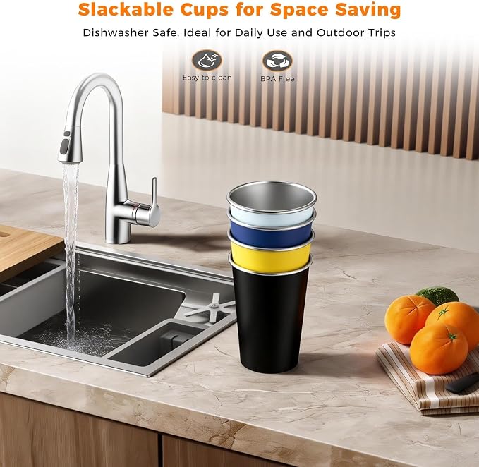 4 Pack Stainless Steel Cups 16oz - Image 4