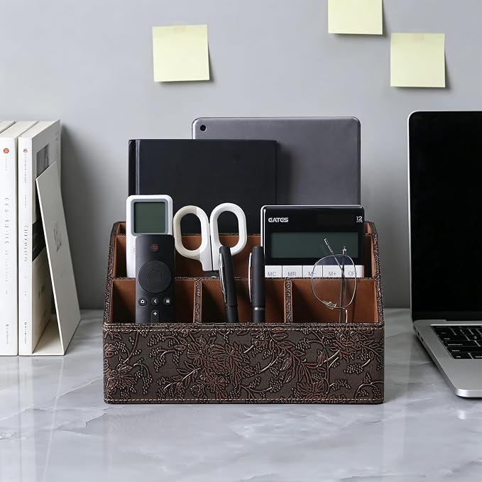 PU Leather Desktop Organizer, Home Luxury Remote Control Holder, Office Desk - Image 5