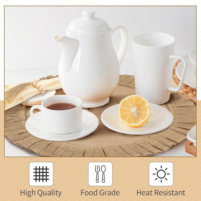 Gejoy 72 Pcs Round Burlap Placemats Wood Bead Napkin Rings - Image 5