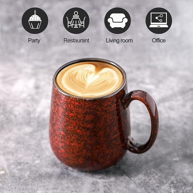 HASENSE Coffee Mugs Set of 6, 15 Ounce Ceramic Coffee Cups Set - Image 7