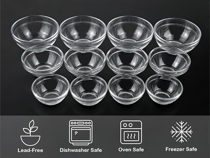 HillSpring 3 Sizes of Glass Prep Bowl Sets, Spices and Chopped Ingredients - Image 5