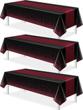 3Pcs Black and Maroon Tablecloth Party Decorations, Plastic Black Table Cloth by MASHAN