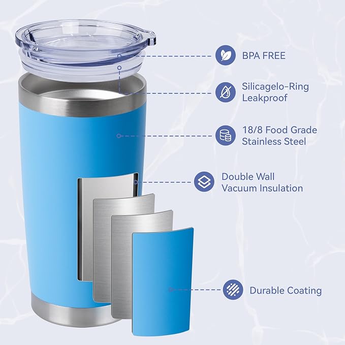 HASLE OUTFITTERS 20oz Stainless Steel Tumblers Bulk, Insulated Travel Cup - Image 2
