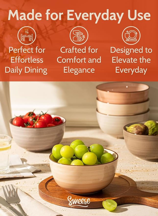 Sweese 20 Oz Porcelain Cereal Bowls - Image 4