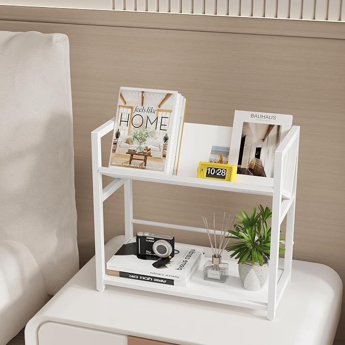 ELITEROO Desktop Bookshelf Organizer, 2 Tier Wood Desk Shelf - Image 8