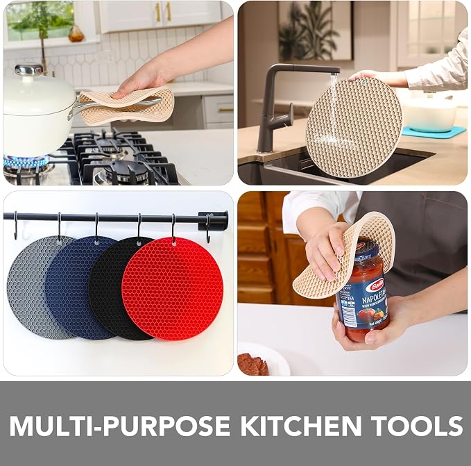 4 Pack Silicone Trivet for Hot Dishes | Heat Resistant Silicone Pot Holders for - Image 4