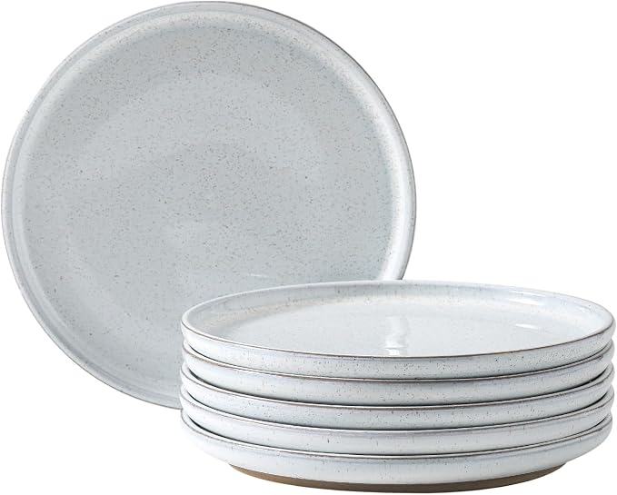 Ceramic Dinner Plates Set of 6, Stoneware 8 Inch, Dishwasher and Oven Safe by Tikooere