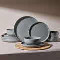 Famiware Milkyway 12-Piece Stoneware Dinnerware Set, Dark Gray | Plates and by Famiware
