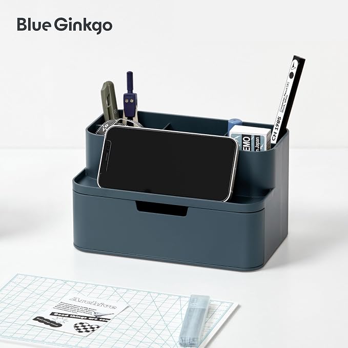 BLUE GINKGO Compact Desk Organizer, Made in Korea | 5 Compartments. Half - Image 5