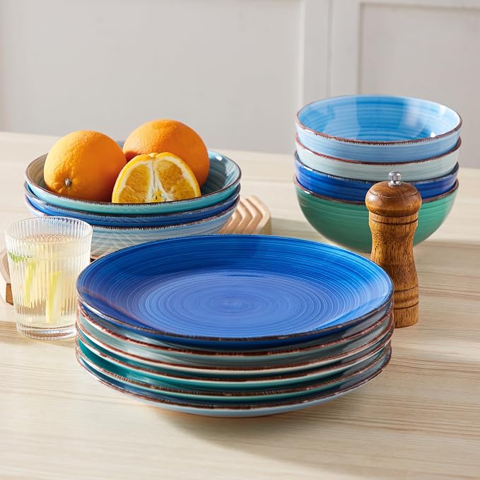 vancasso Bonita 10.5 Inch Ceramic Dinner Plates Set of 6, Cool Colors | - Image 8
