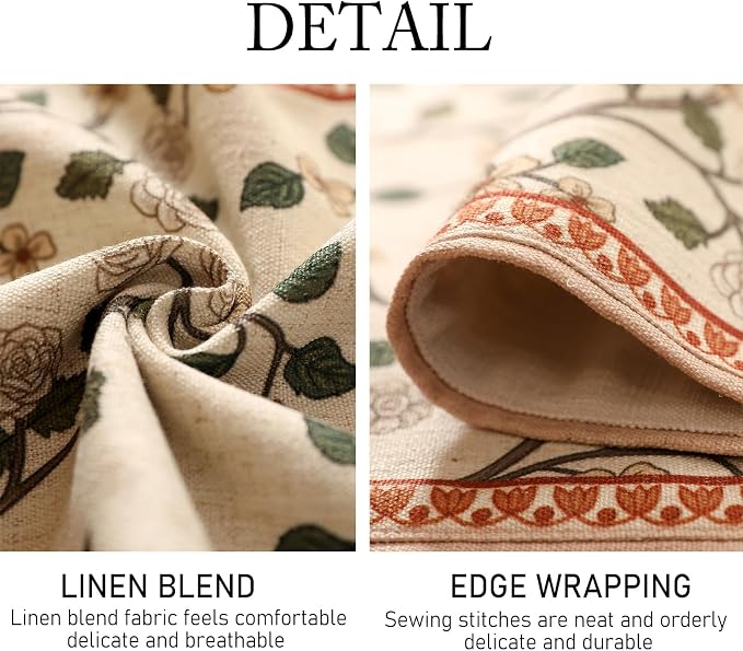 Designer French Linen Extra Long Table Runner, Floral Pattern, Dining Table - Image 5