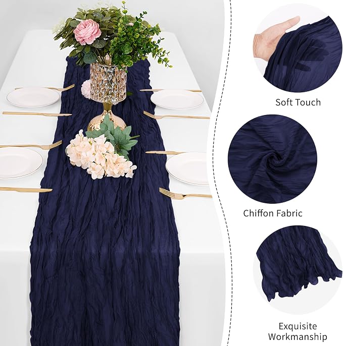 12 Pack Navy Blue Cheesecloth Table Runner 17 x 108 Inch Gauze Table Runner - Image 5