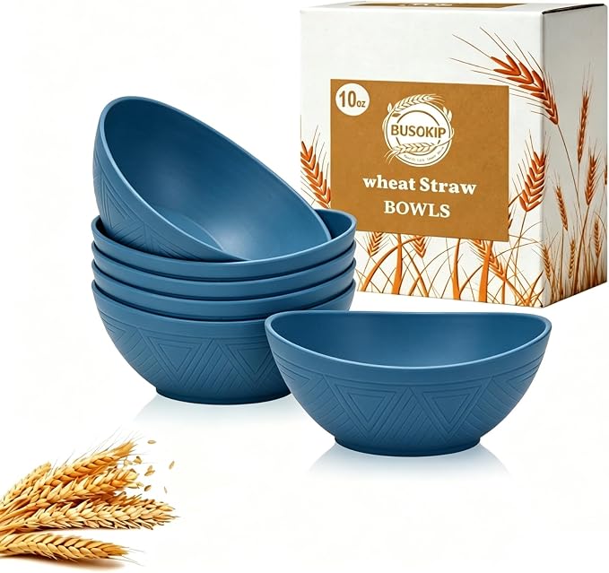 Snack Bowls Set of 6, Unbreakable Wheat Straw Bowls10oz, Small Prep Bowls by BUSOKIP