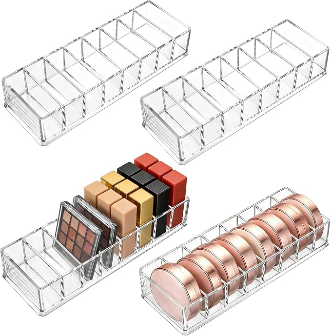 Foraineam 4 Pack Acrylic Compact Organizer Cosmetics Beauty Care Powder Holder - Image 6