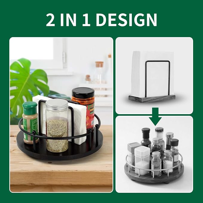 Napkin Holder for Table, 360° Rotating Lazy Susan Turntable Organizer | for - Image 5