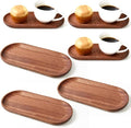 6 Pack Solid Wood Serving Platters and Trays of Natural Wood by Linwnil