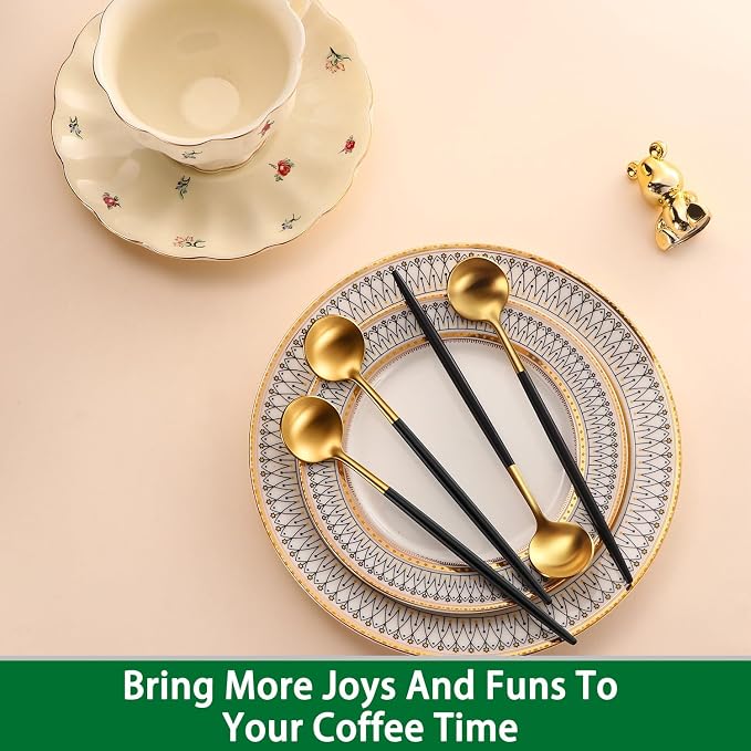 DEHOV 4 PCs 6.7 Inches Brush Gold Stainless Steel 304 Iced Tea Spoons - Image 6