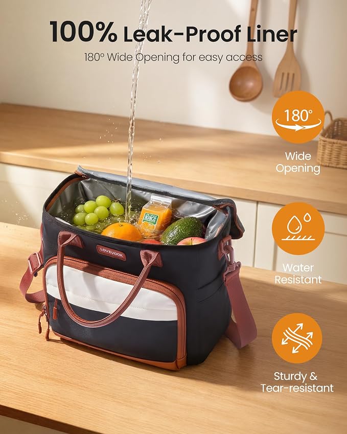 LOVEVOOK Lunch Box for Women, Adult Lunch Bag for Work, Airpot-brown | Upgraded - Image 7