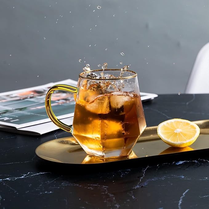 AEFPOYMXU 4pcs Crystal Clear Glass Coffee Cups Set - Image 3