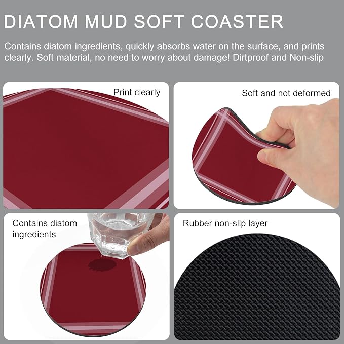 Vintage Red Coasters Set of 4 Absorbent Coasters - Image 5