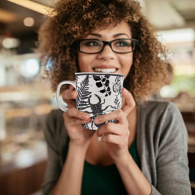 Karma Gifts 14 oz Black and White Boho Mug Beetle - Image 6