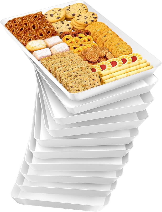 SpaceTrove 10-Pack Serving Tray Set, Reusable Plastic Serving Platter by Unknown