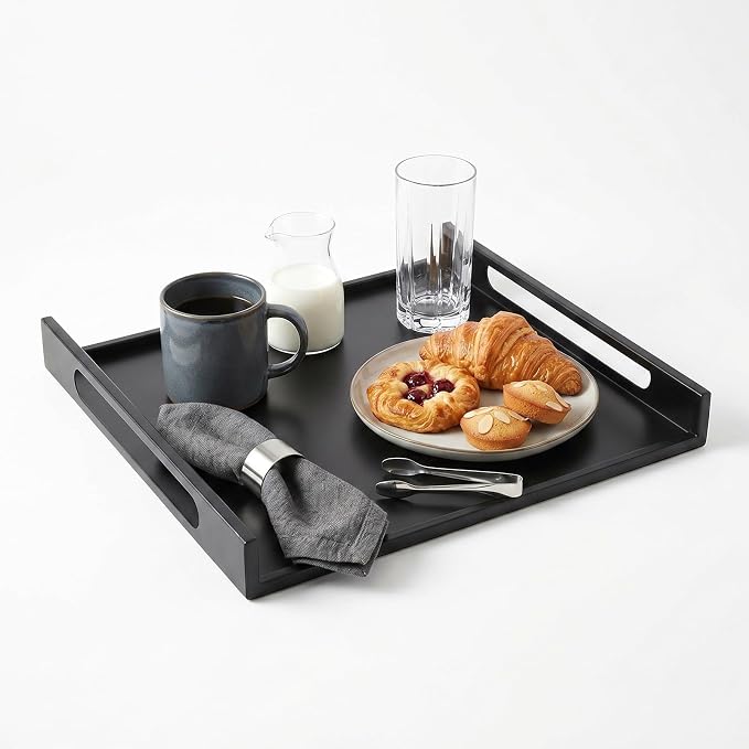 MyGift 16 Inch Matte Black Metal Large Serving Tray - Image 8