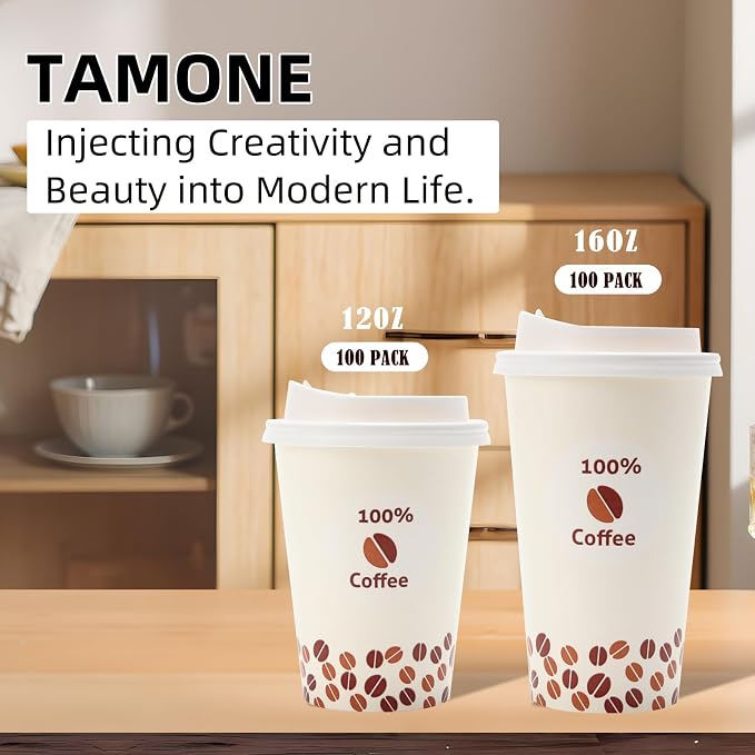 Tamone 100 PACK 12OZ Disposable Coffee Cups - Image 4